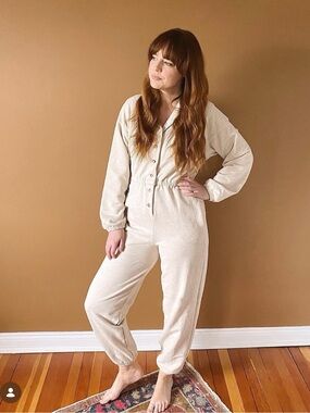 Everyday Button-Front Jumpsuit in Oatmeal